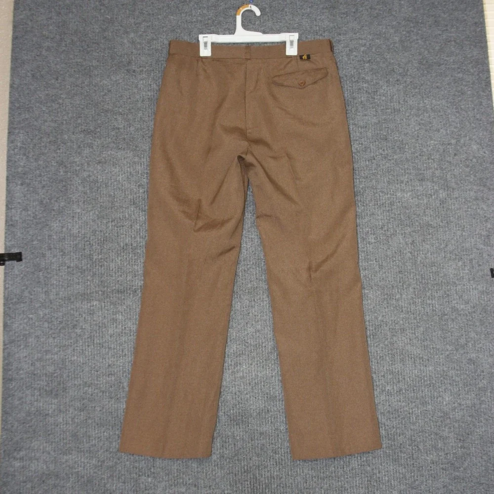 VTG Atlas Mens Trousers Brown Pleated Flat Front Pants Size‎ 33 Classic Tailored